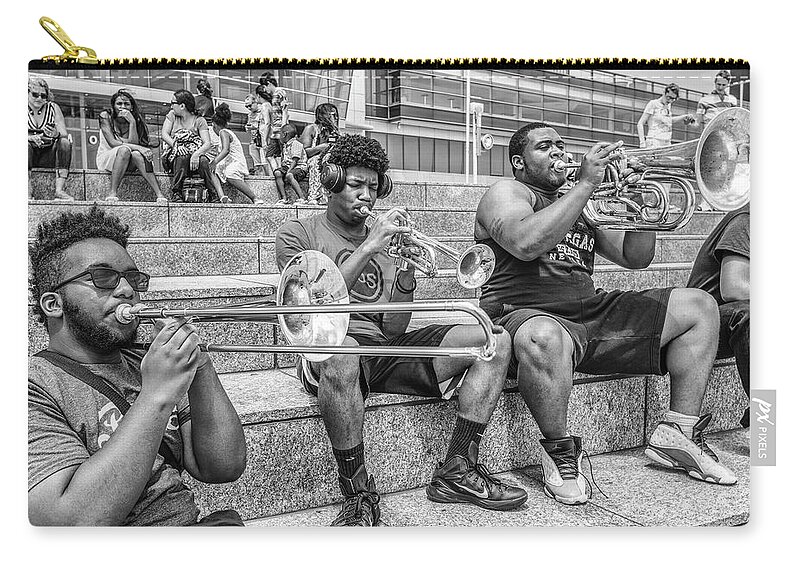 City Of Detroit. Motor City Zip Pouch featuring the photograph Horns in Detroit by John McGraw