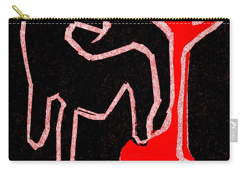 Horse Zip Pouch featuring the digital art Horse and a tree by Edgeworth Johnstone
