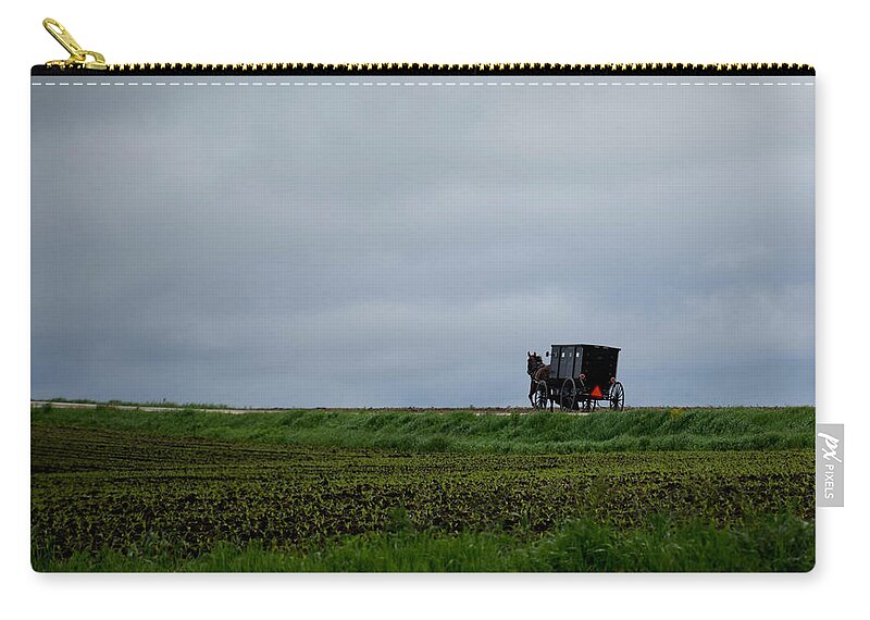 Horse And Buggy Travel Zip Pouch featuring the photograph Horse And Buggy Travel by Kathy M Krause