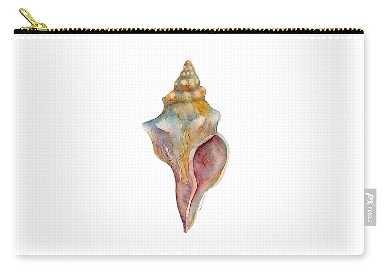 Conch Shell Painting Zip Pouch featuring the painting Horse Conch Shell by Amy Kirkpatrick