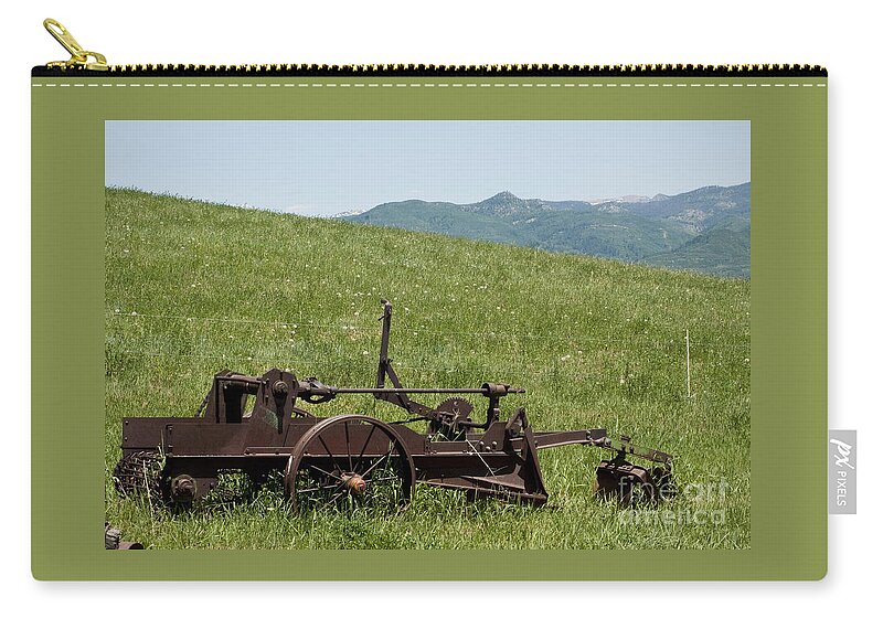 Antigue Farm Equipment Zip Pouch featuring the photograph Horse Drawn Ditch Digger by Daniel Hebard