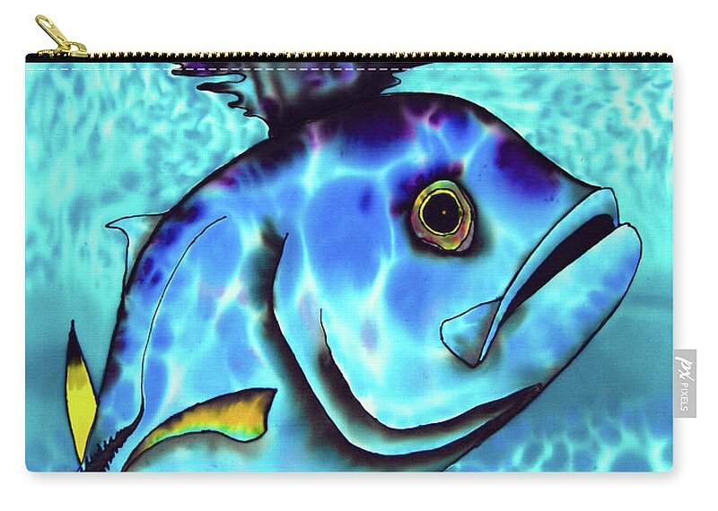 Horse-eye Jackfish Zip Pouch featuring the painting Horse Eye Jack Fish by Daniel Jean-Baptiste