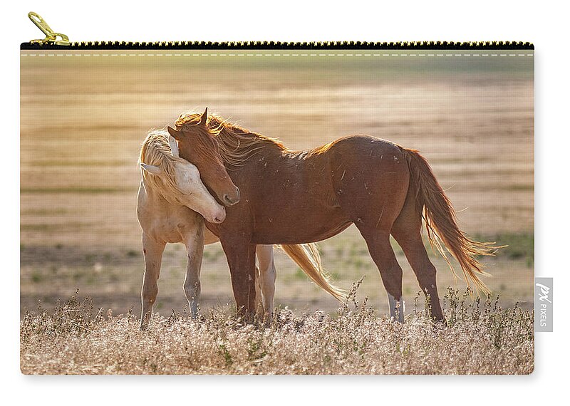 Horses Zip Pouch featuring the photograph Horse Love by Michael Ash