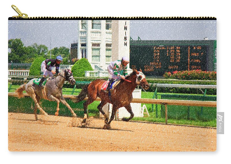 Churchill Zip Pouch featuring the photograph Horse Racing at Churchill Downs by Jill Lang