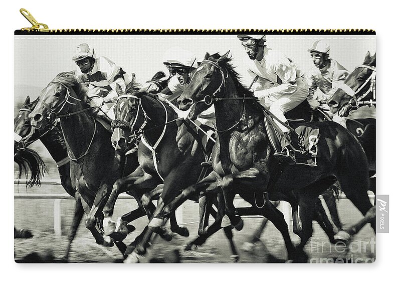 Horse Zip Pouch featuring the photograph Horse Racing by Dimitar Hristov