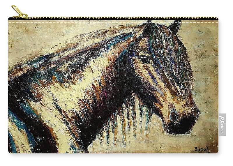 Horse Zip Pouch featuring the painting Horse by Sunel De Lange