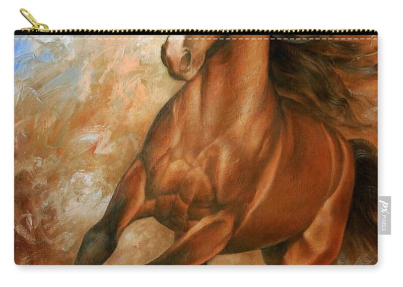 Horse Zip Pouch featuring the painting Horse1 by Arthur Braginsky