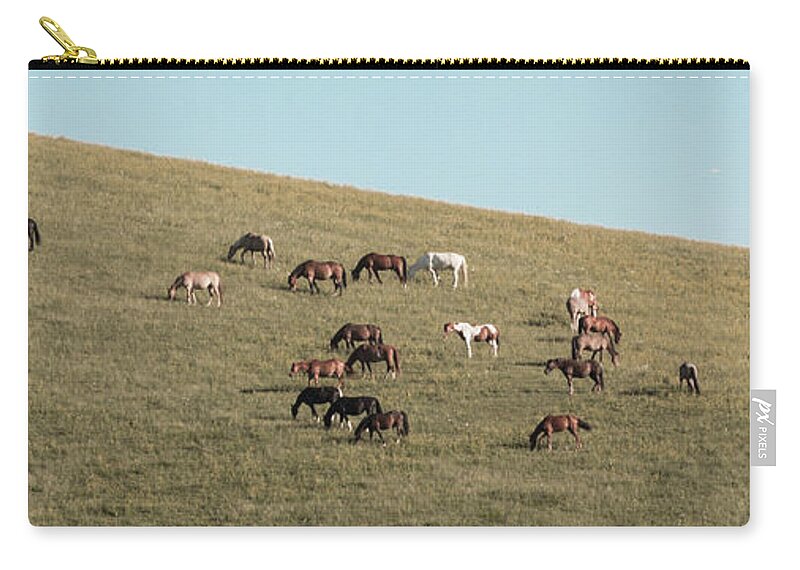Horses Zip Pouch featuring the photograph Horses On The Hill by D K Wall