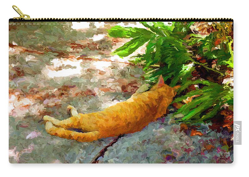 Keys Scene Zip Pouch featuring the painting Hot Cat by David Van Hulst