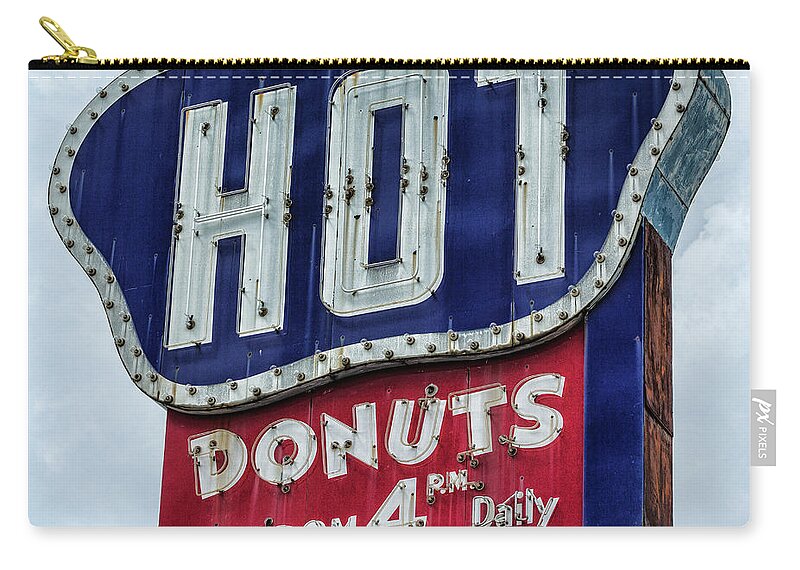 Donuts Zip Pouch featuring the photograph Hot Donuts Daily - 1 by Stephen Stookey