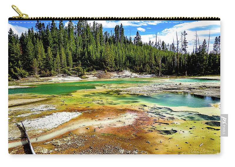 Yellowstone Zip Pouch featuring the photograph Primeval by Adam Morsa