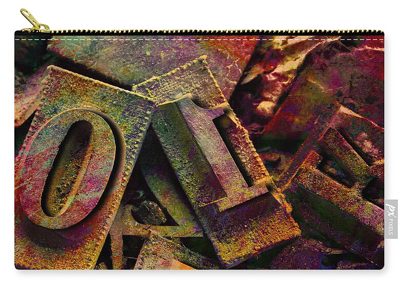 Type Zip Pouch featuring the digital art Hot Metal Type by Barbara Berney