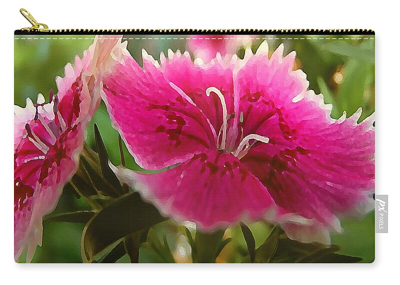 Flowers Zip Pouch featuring the mixed media Hot Pinks by Shelli Fitzpatrick