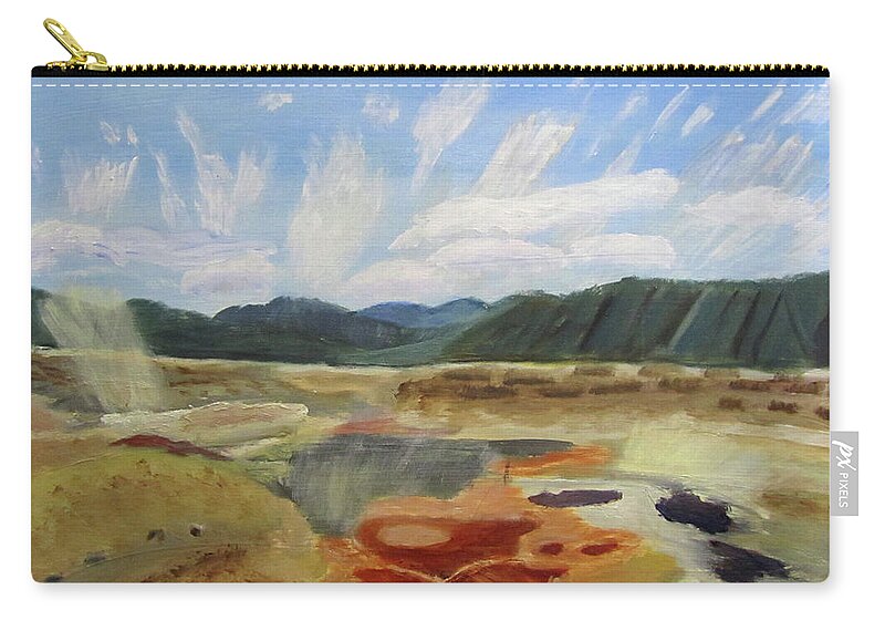 Yellowstone Zip Pouch featuring the painting Hot Springs by Linda Feinberg