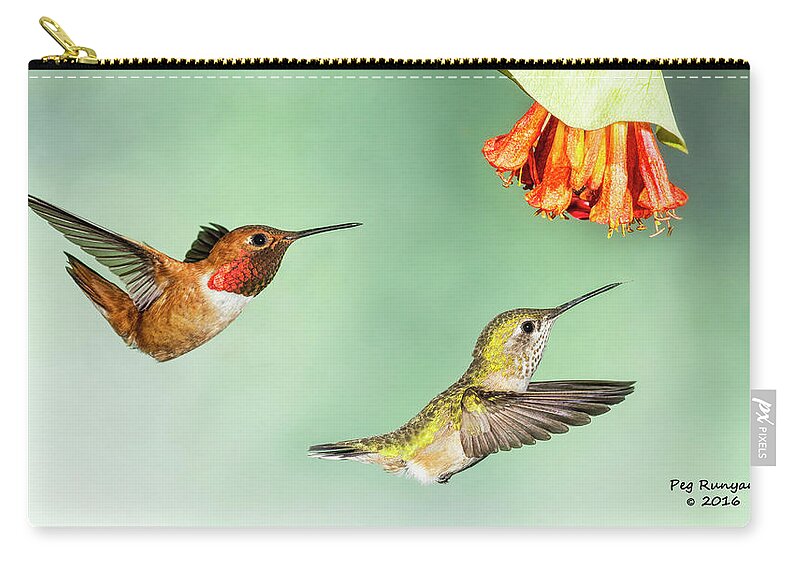 Hummingbirds Zip Pouch featuring the photograph Hot Wings by Peg Runyan