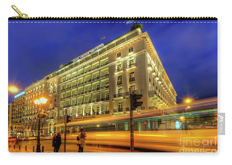 Yhun Suarez Zip Pouch featuring the photograph Hotel Grande Bretagne - Athens by Yhun Suarez