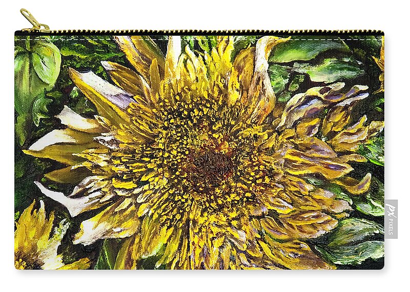  Zip Pouch featuring the painting Hothouse Sunflowers by Terry R MacDonald