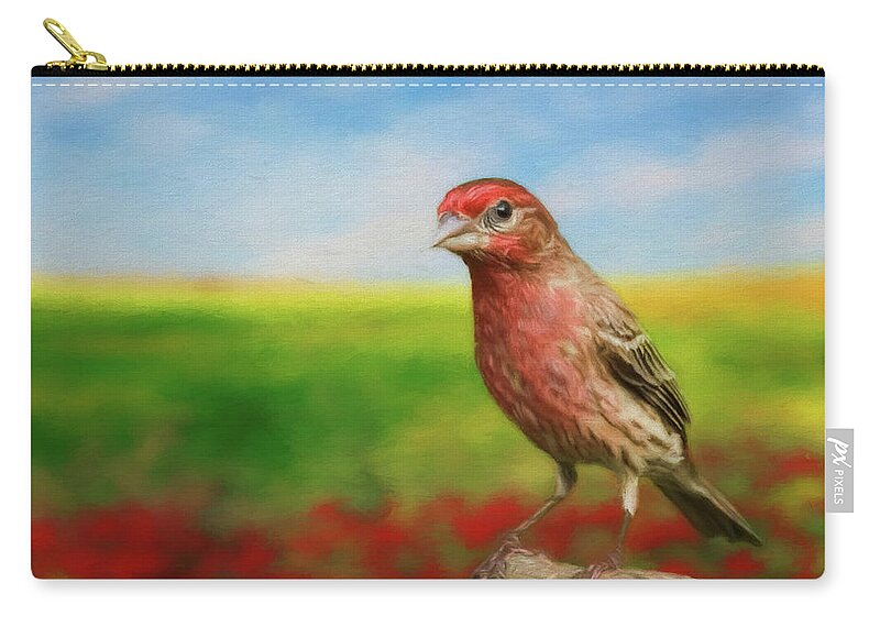 House Finch Zip Pouch featuring the photograph House Finch by Steven Richardson