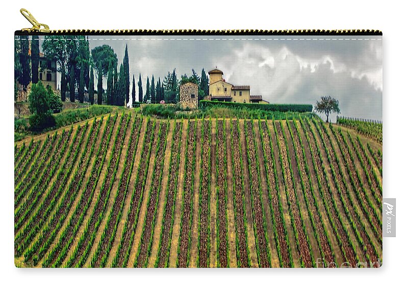 Italy Zip Pouch featuring the photograph House on a Hill-Tuscany by Jennie Breeze