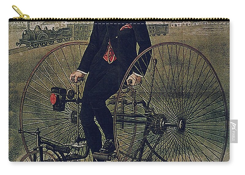 Howe Zip Pouch featuring the painting Howe Bicycles Tricycles vintage cycle poster by Vintage Collectables