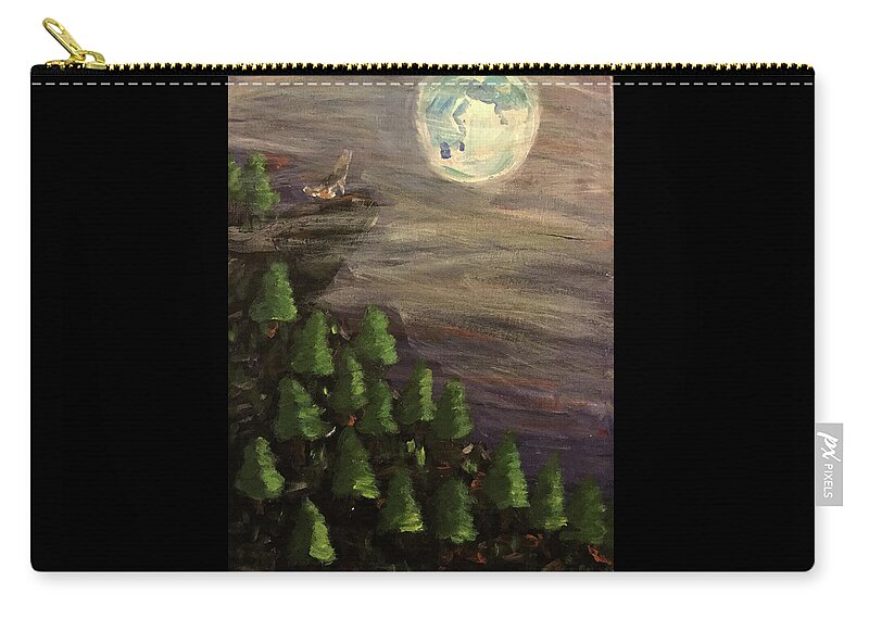Wolf Zip Pouch featuring the painting Howling by Dennis Wilson
