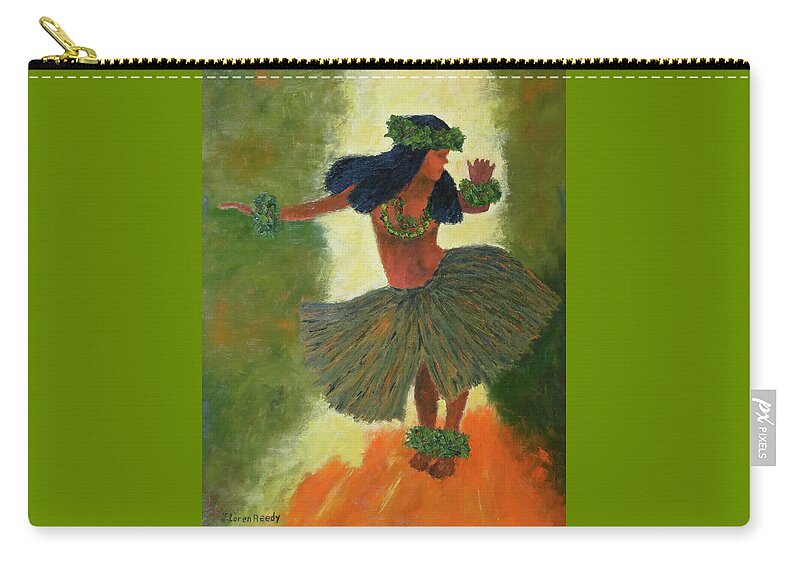 Hula Girl Painting Zip Pouch featuring the painting Hula Girl by J Loren Reedy
