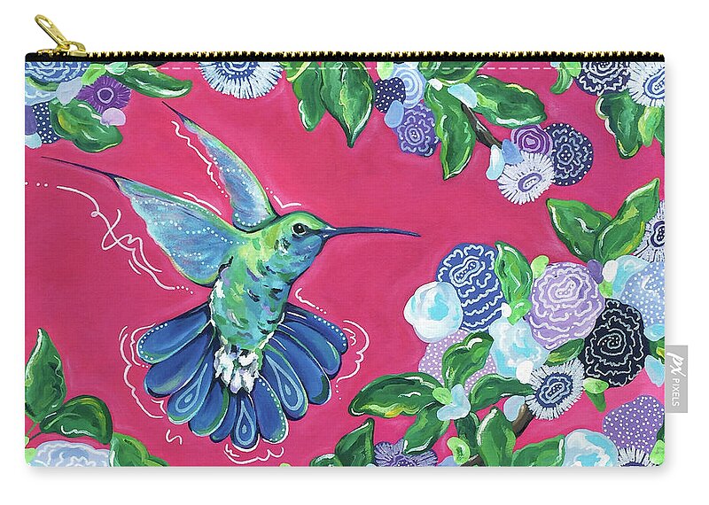 Hummingbird Carry-all Pouch featuring the painting Hummingbird by Beth Ann Scott