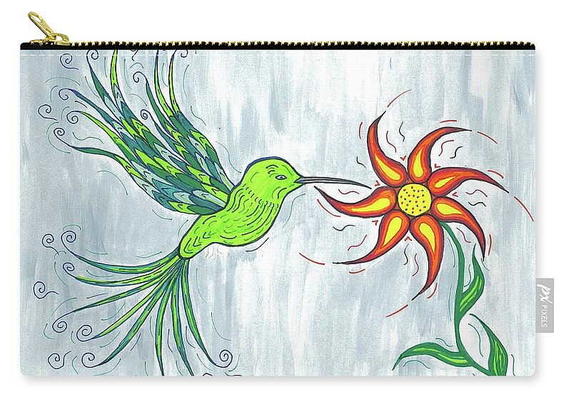 Hummingbird Zip Pouch featuring the painting Hummingbird Floral by Susie WEBER