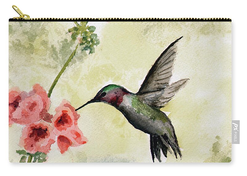 Hummingbird Zip Pouch featuring the painting Hummingbird by Sam Sidders