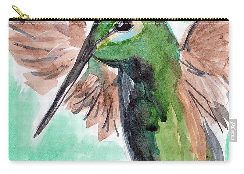 Hummingbird Zip Pouch featuring the painting Hummingbird4 by Loretta Nash