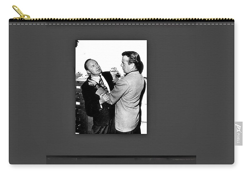 Humphrey Bogart And Jack Benny 1953 Zip Pouch featuring the photograph Humphrey Bogart and Jack Benny 1953 by David Lee Guss