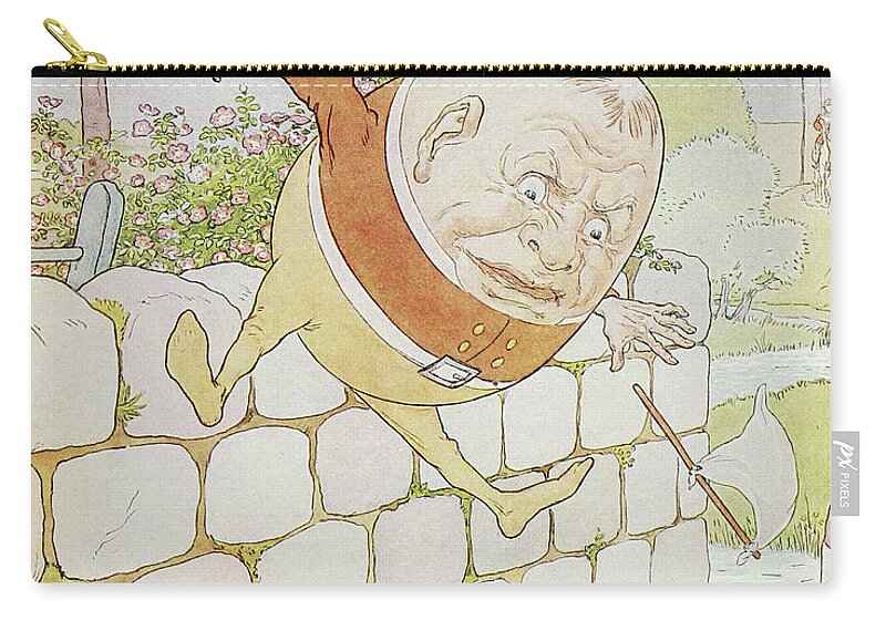 Humpty Zip Pouch featuring the drawing Humpty Dumpty had a great fall by Leonard Leslie Brooke