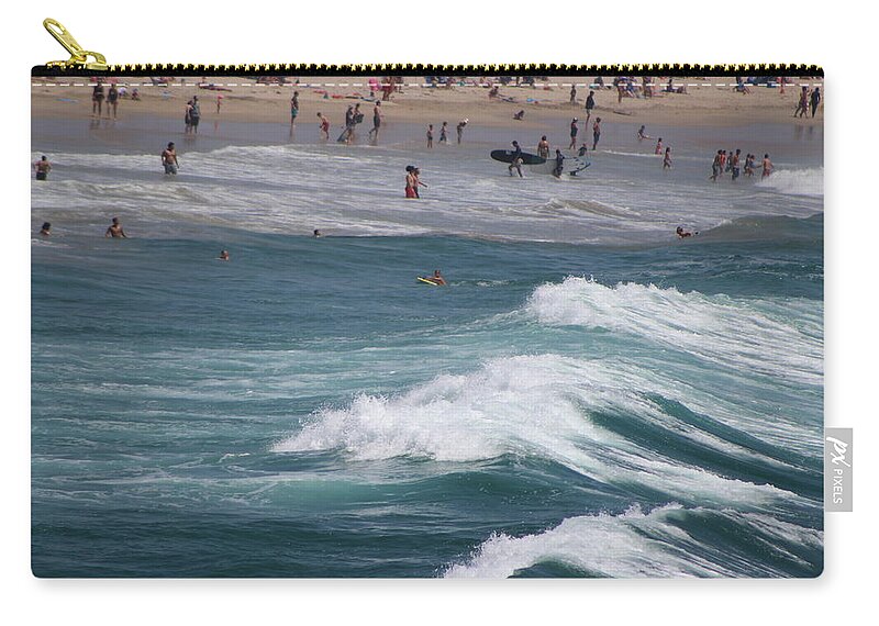 Beach Scene Zip Pouch featuring the photograph Huntington Beach Scene Summer 2017 2 by Colleen Cornelius
