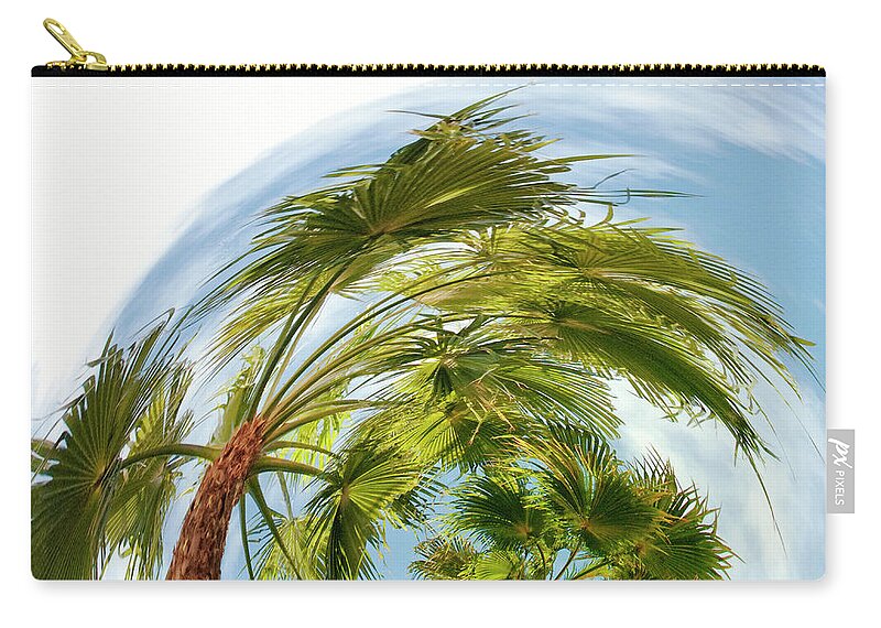 Trees Zip Pouch featuring the photograph Hurricane Force - Palms in the Wind by Mitch Spence