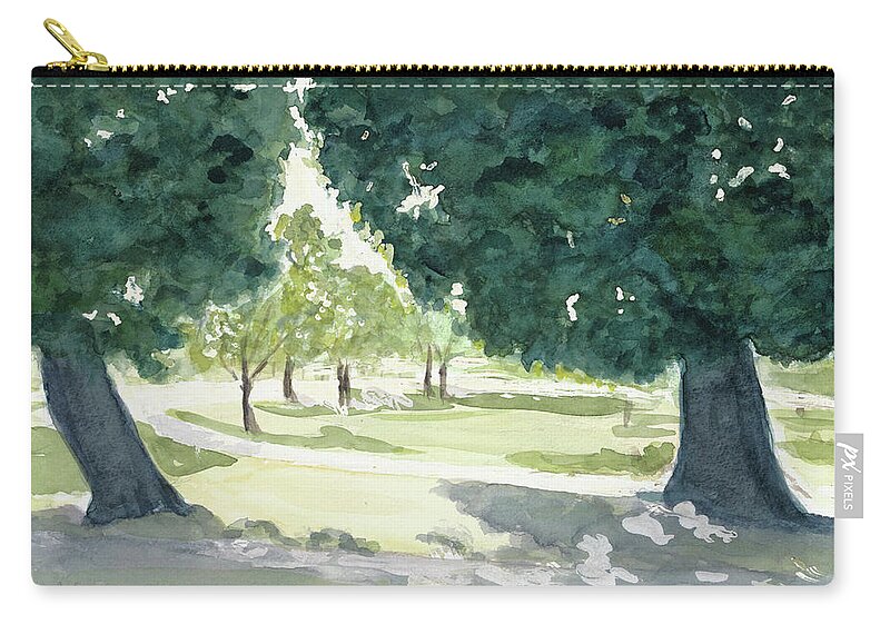 Trees Zip Pouch featuring the painting Hyde Park by Madeleine Arnett