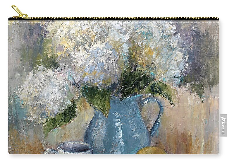 Flower Painting Zip Pouch featuring the painting Hydrangea Morning by Jennifer Beaudet