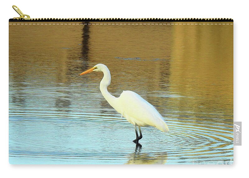 Great White Egret Zip Pouch featuring the photograph I Can Wait by Scott Cameron