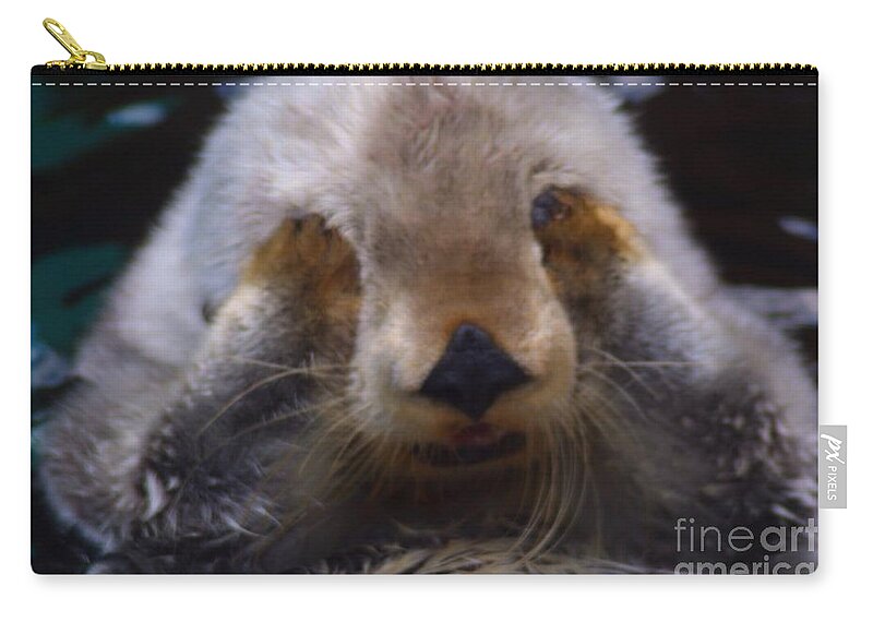 Otters Zip Pouch featuring the photograph I can't watch by Nick Gustafson