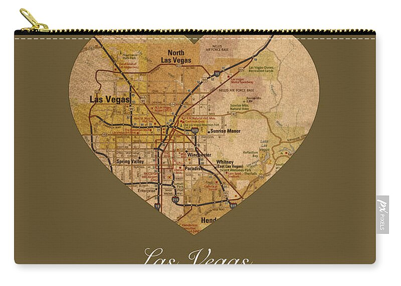 I Heart Las Vegas Nevada Vintage City Street Map Americana Series