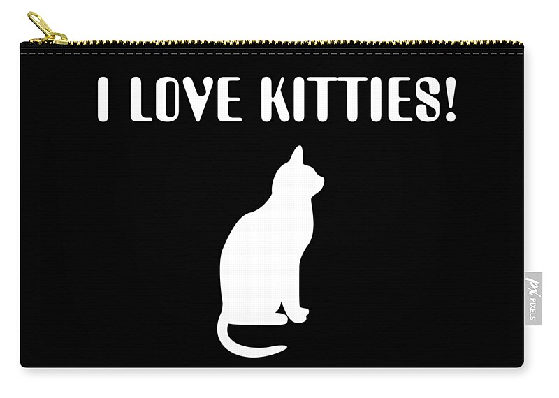 Cat Zip Pouch featuring the digital art I Love Kitties In White by Andee Design