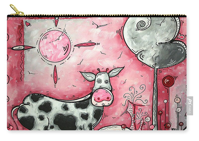 Art Zip Pouch featuring the painting I LOVE MOO Original MADART Painting by Megan Duncanson