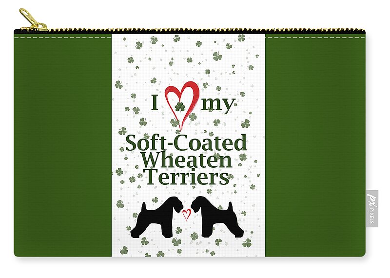 Wheaten Terriers Zip Pouch featuring the digital art I love my Soft Coated Wheaten Terriers by Rebecca Cozart