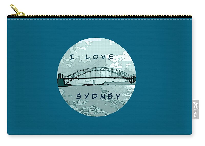 Sydney Zip Pouch featuring the mixed media I Love Sydney by Leanne Seymour
