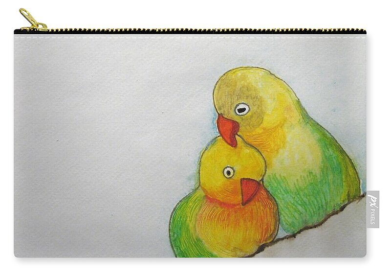 Parakeet Carry-all Pouch featuring the painting I Love You by Patricia Arroyo