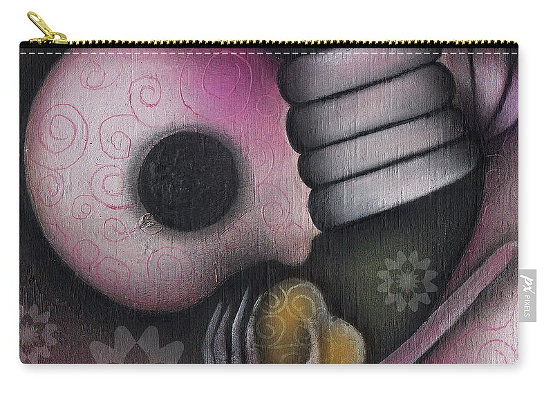 Day Of The Dead Zip Pouch featuring the painting I only have this to give by Abril Andrade
