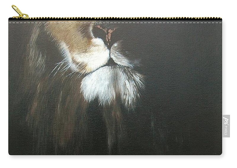 Lion Zip Pouch featuring the painting I own the night by Jean Yves Crispo