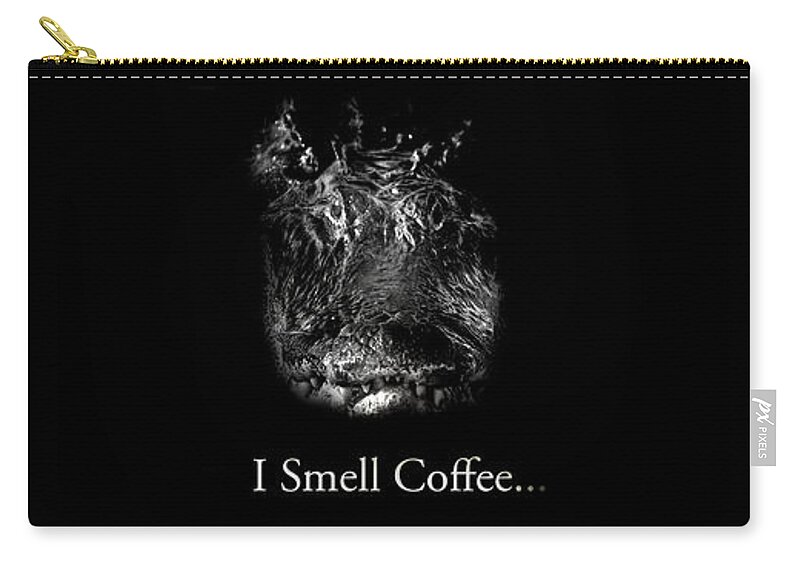 Alligator Zip Pouch featuring the photograph I Smell Coffee Alligator by Mark Andrew Thomas