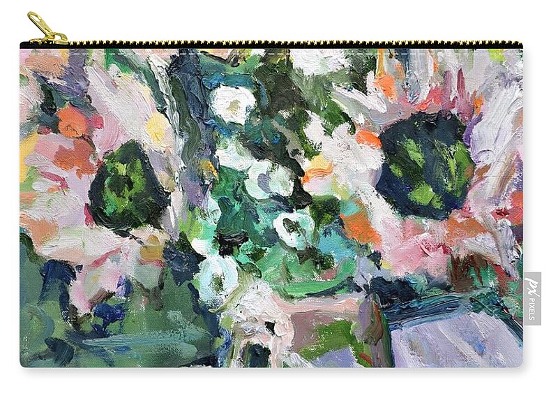 Green Zip Pouch featuring the painting I Wanna Make You Happy Oil Painting by Donna Tuten