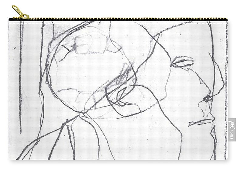 Sketch Zip Pouch featuring the drawing I was born in a mine 11 by Edgeworth Johnstone