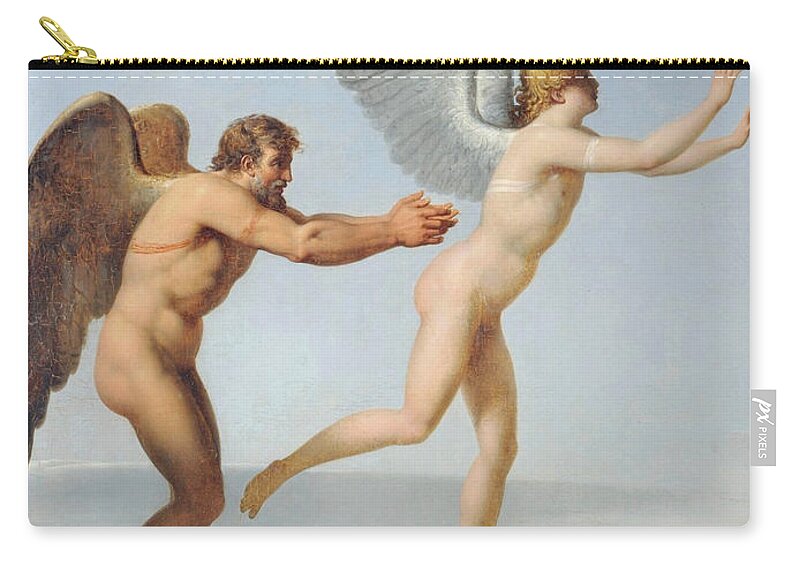 Charles Paul Landon Zip Pouch featuring the painting Icarus and Daedalus by Charles Paul Landon